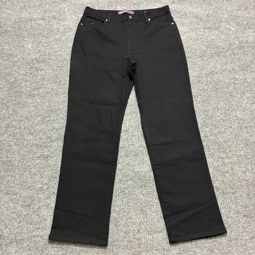 Gloria Vanderbilt Amanda Womens Jeans Size 14 Black Straight Leg High Rise